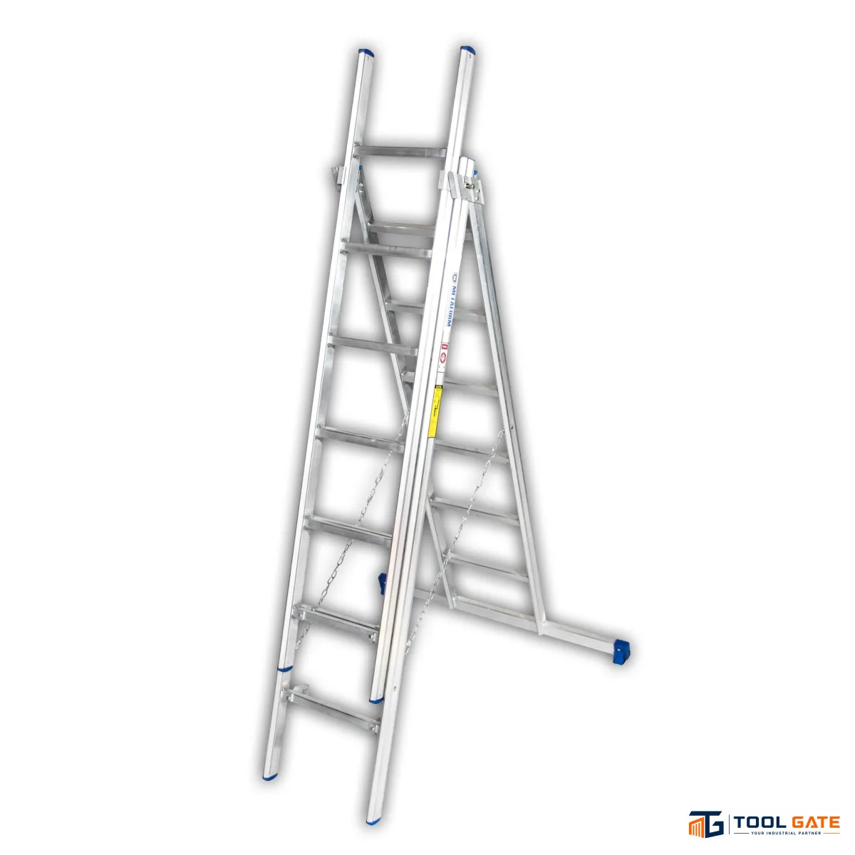 سلم ألومنيوم 3 وصلات METAFORM موديل 33-9 – ارتفاع 2.90 إلى 6.20 متر – 9 درجات