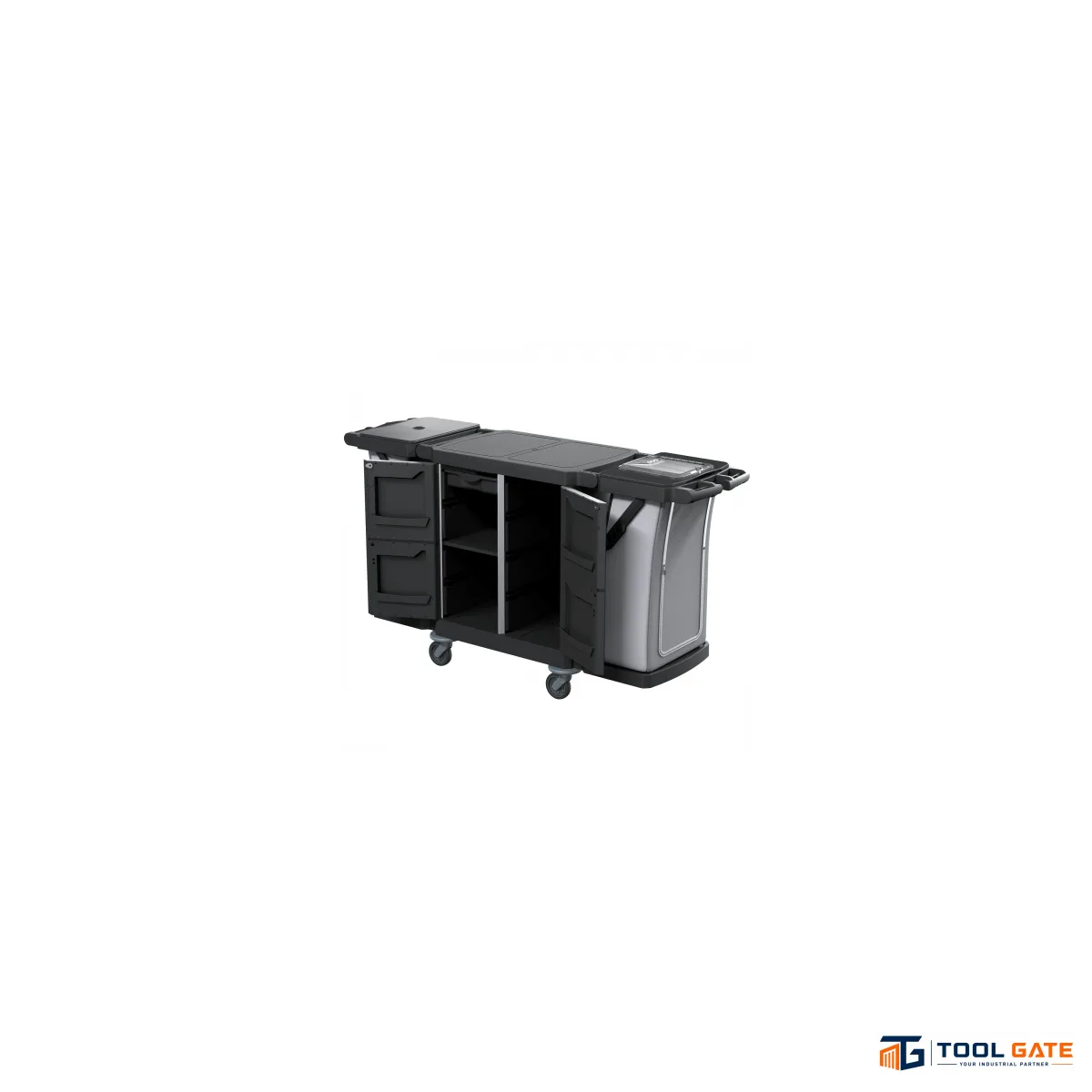 ترولي خدمة داخلية فندقية احترافي صناعة ايطالية TWT OPERA 5.4 R Housekeeping Trolley – 2×120L Waste Bag Holders