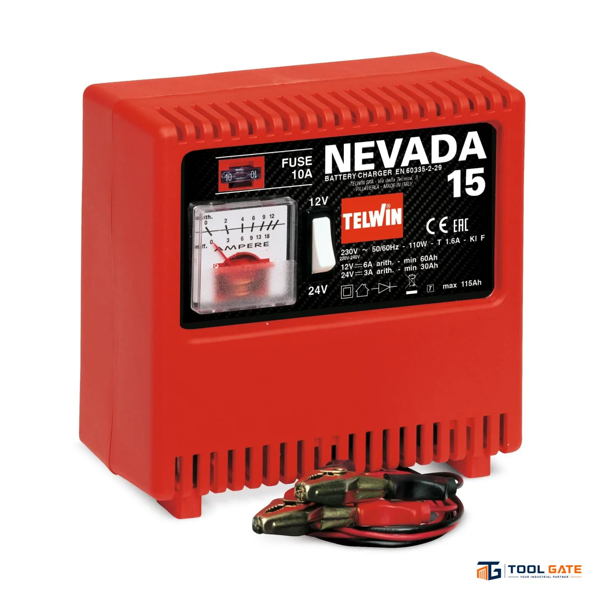 تنجر شحن بطاريات 12/24 فولت 9 /4.5 أمبير تيلون ايطالي نيفادا 15 Telwin NEVADA 15 – 12/24V 9A Battery Charger for WET Batteries