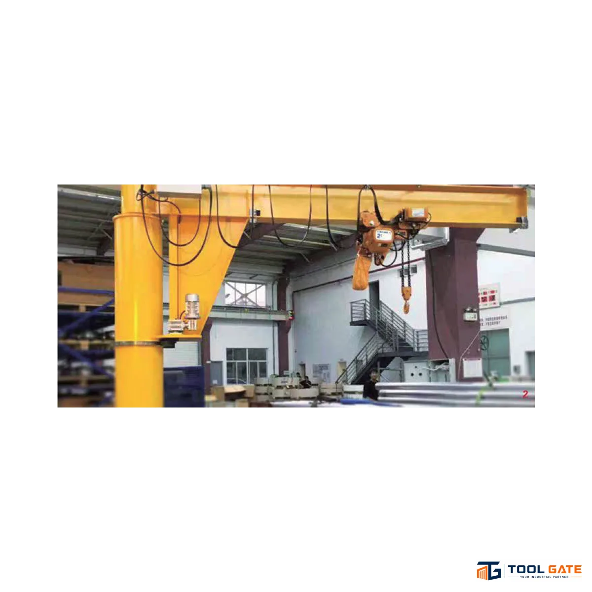 جب كرين عمودي 2 طن بحركة كهربائية ودوران 360° وذراع H-Beam حتى 3 متر HITCH HICTOOR Column Type Jib Crane