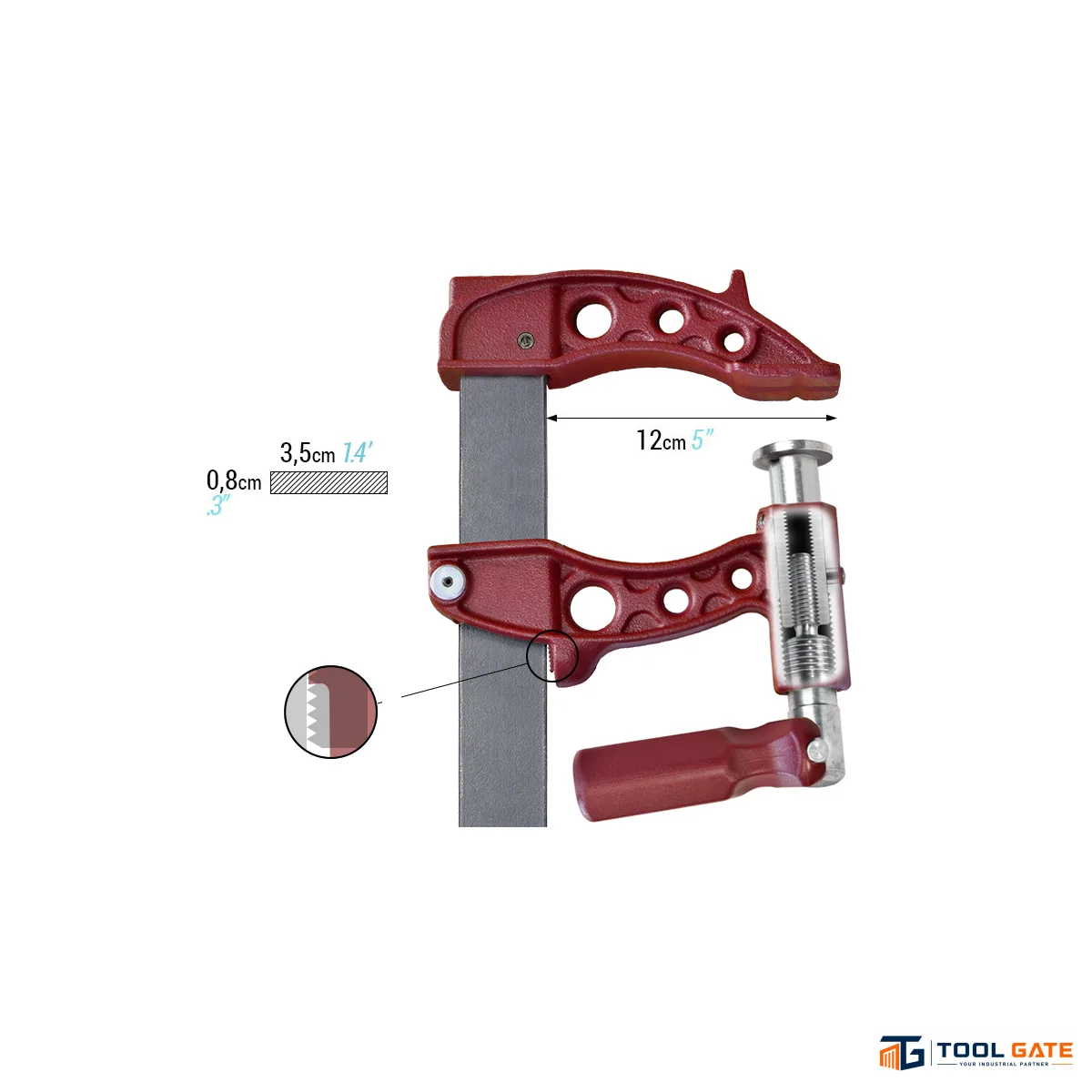قمطة تثبيت PIHER Maxipress F Heavy-Duty Clamp بطول 80 سم وعمق فك 12 سم – موديل 60080