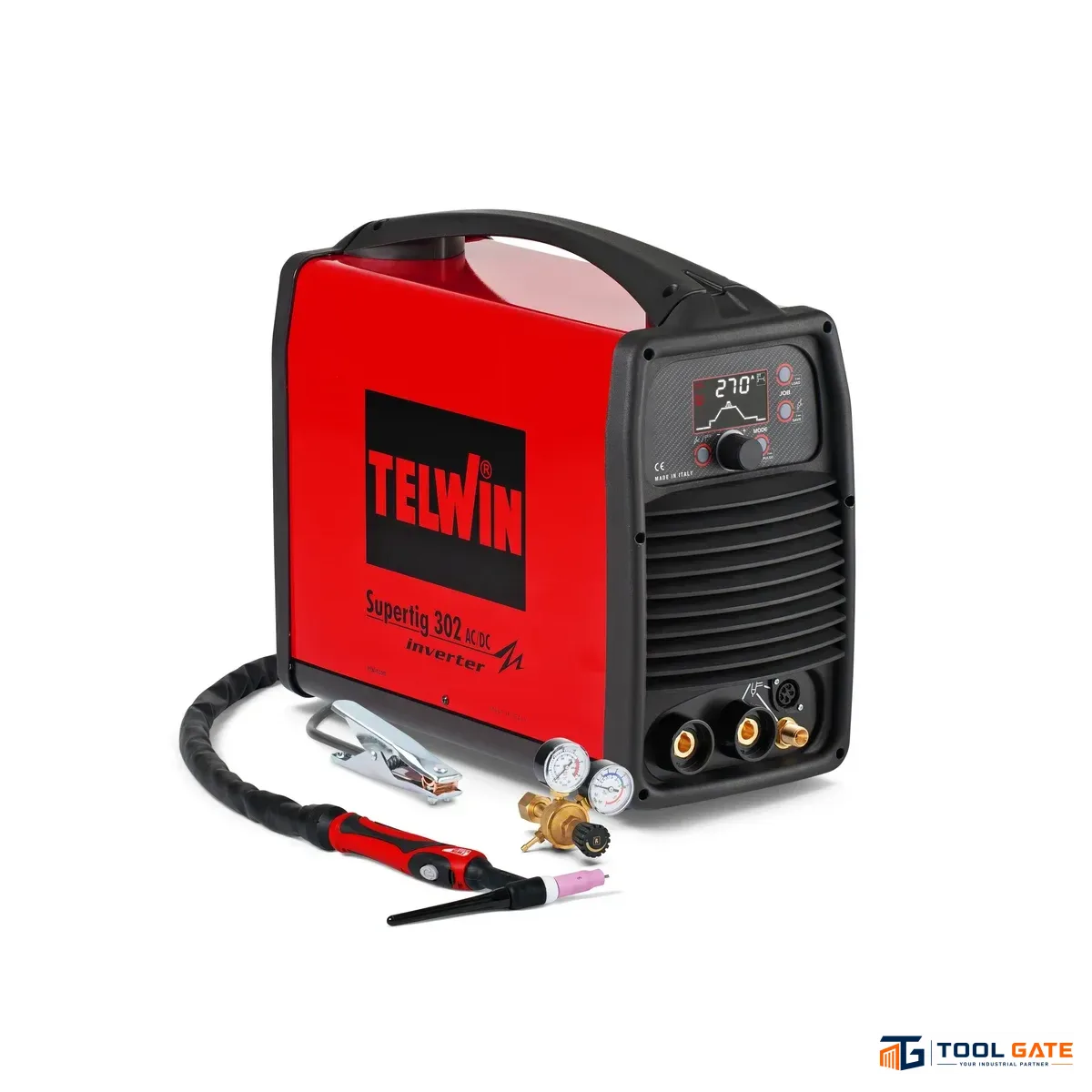 ماكينة لحام ارجون خدمة شاقة AC/DC للحام جميع المعادن تبريد مياة بالترولي Telwin Super TIG 302 AC/DC AQUA + Trolley