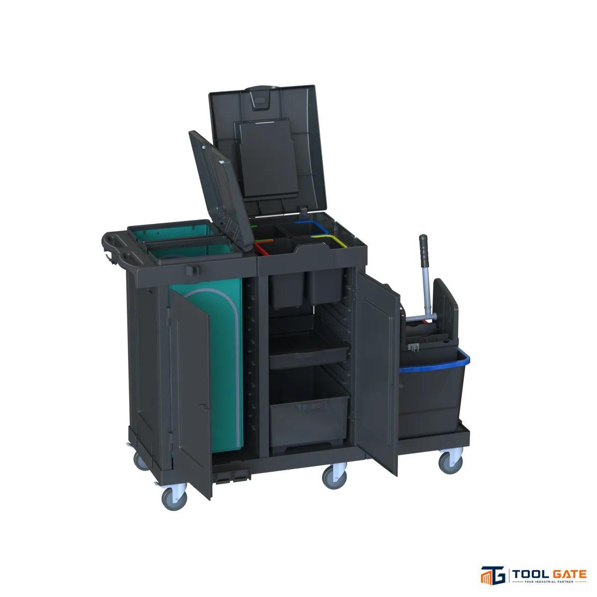 تروللي خدمة عامة مغلق BOSS ECOBLACK 750 – 2 جردل 20 لتر + 4 جردل 6 لتر
