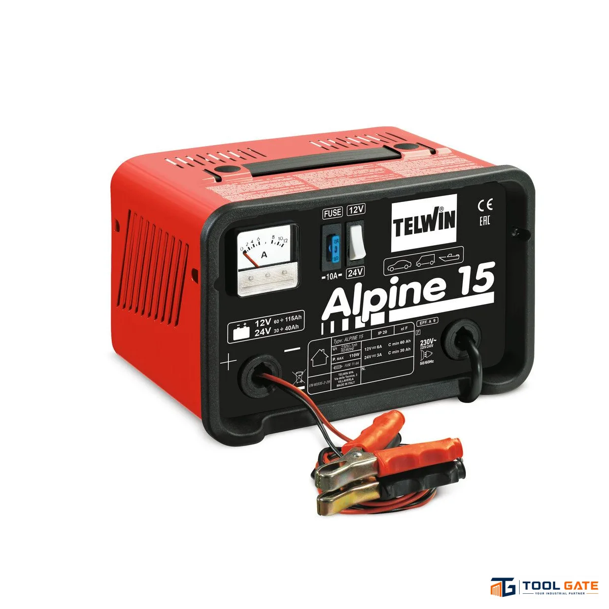 تونجر لشحن البطاريات 12/24 فولت 9 أمبير تلون ايطالي Telwin ALPINE 15 – 12/24V 9A WET Battery Charger with Ammeter