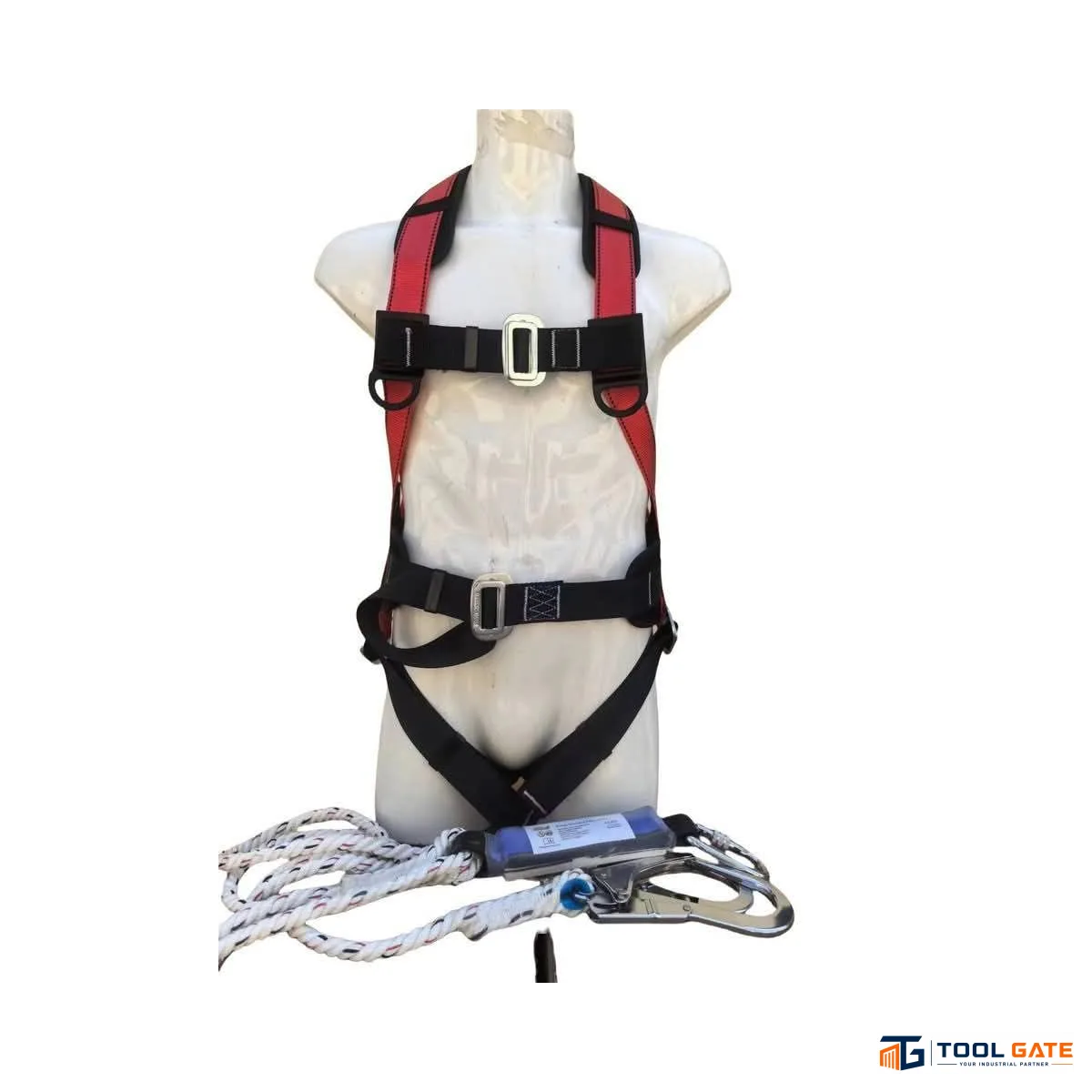 حزام أمان كامل للجسم احمر SHINE LTZ-A2201 بمقدمة تثبيت ظهرية D-Ring وعرض شريط 45 مم Full Body Harness