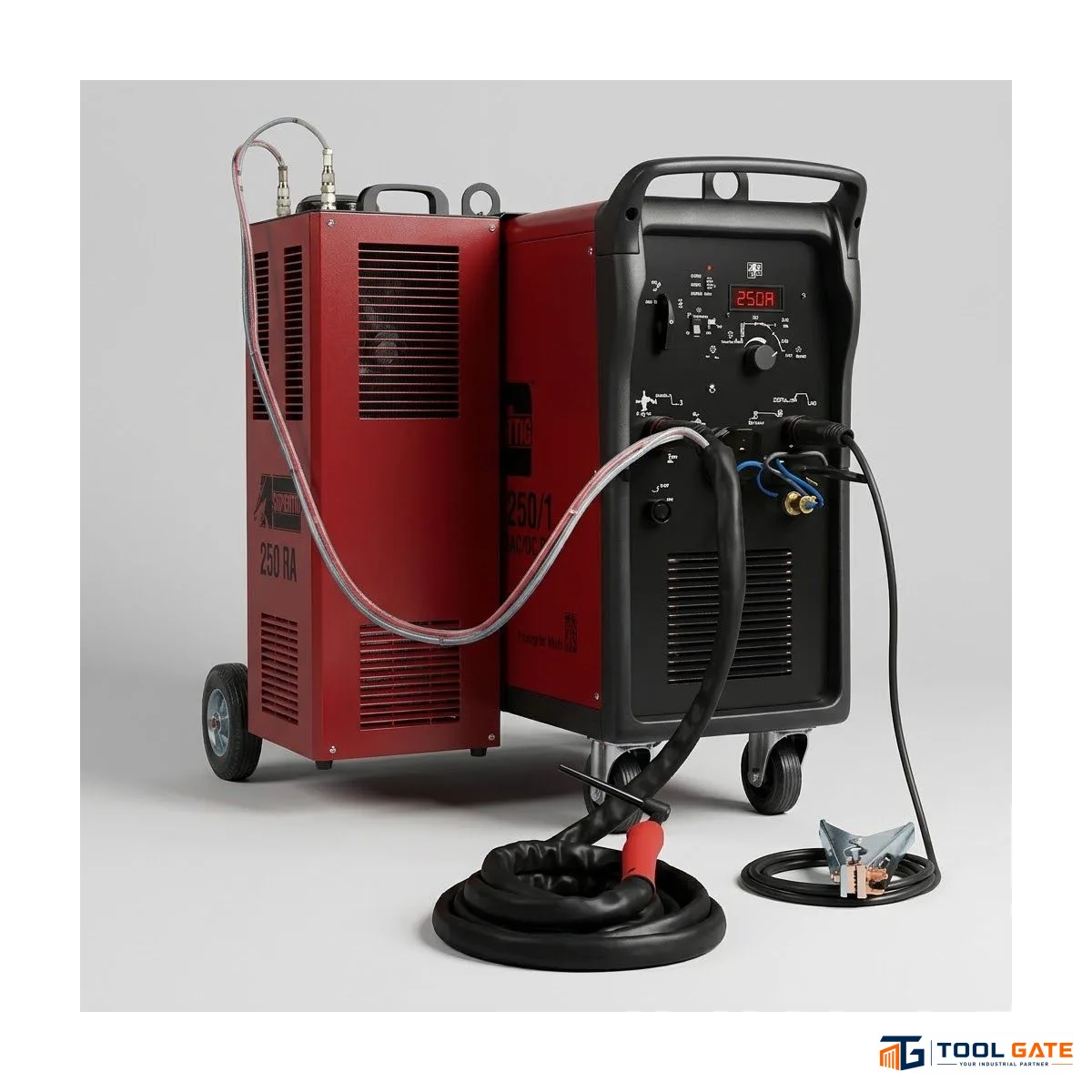 ماكينة لحام تيلون ايطالي 250 امبير ارجون تبريد مياة متحركة بعجل Telwin SuperTIG 250 AC/DC RA