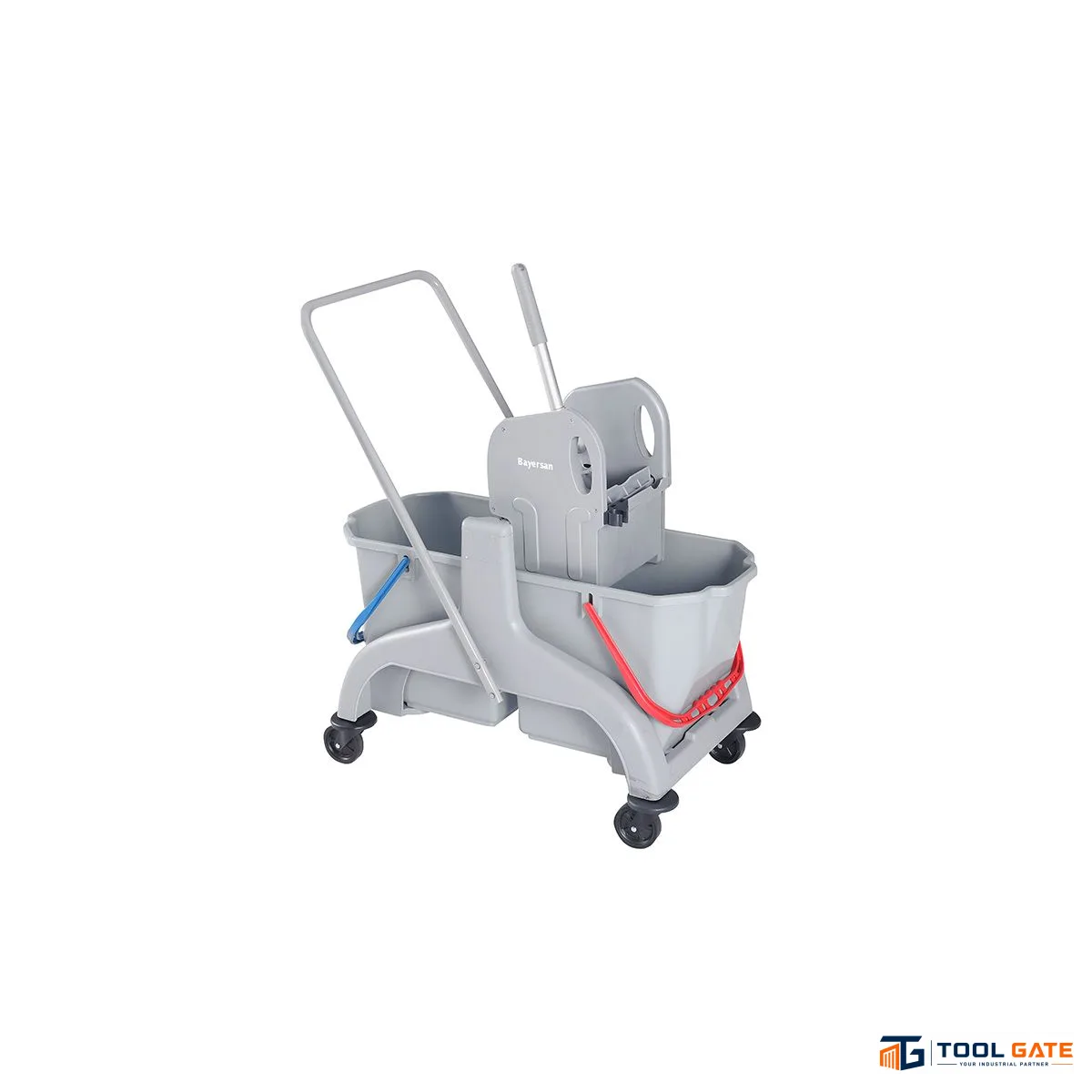 ترولي نظافة احترافي تركي BAYERSAN لون رمادي 2 جردل وعصارة Gray Double Bucket Mop Wringer Trolley