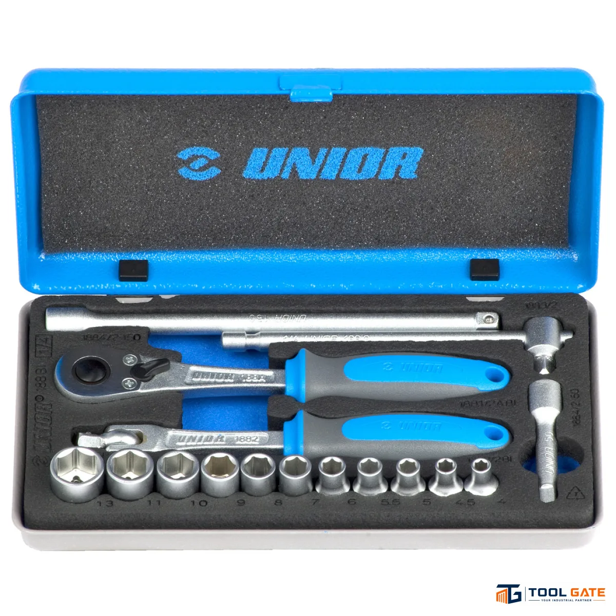 طقم لقم - Socket Set 16 قطعة 1/4 بوصة 4–13 مم يونيور سلوفيني موديل 188BI
