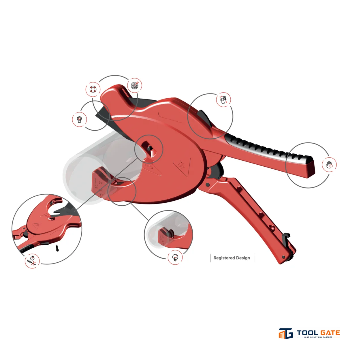 مقص مواسير بلاستيك معدني 42 مم خدمة شاقة Heavy Duty Metal PVC Pipe Cutter ZENTEN إسباني 5042-1