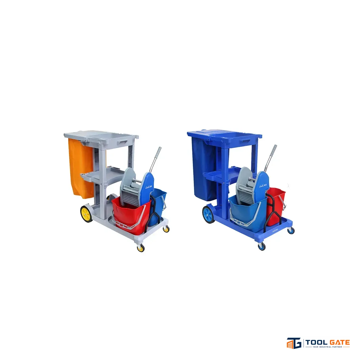 ترولي نظافة متعدد الاستخدامات بكيس 120 لتر 3 جردل +رف ChaoBao D-11-1C Multi-Purpose Cleaning Trolley