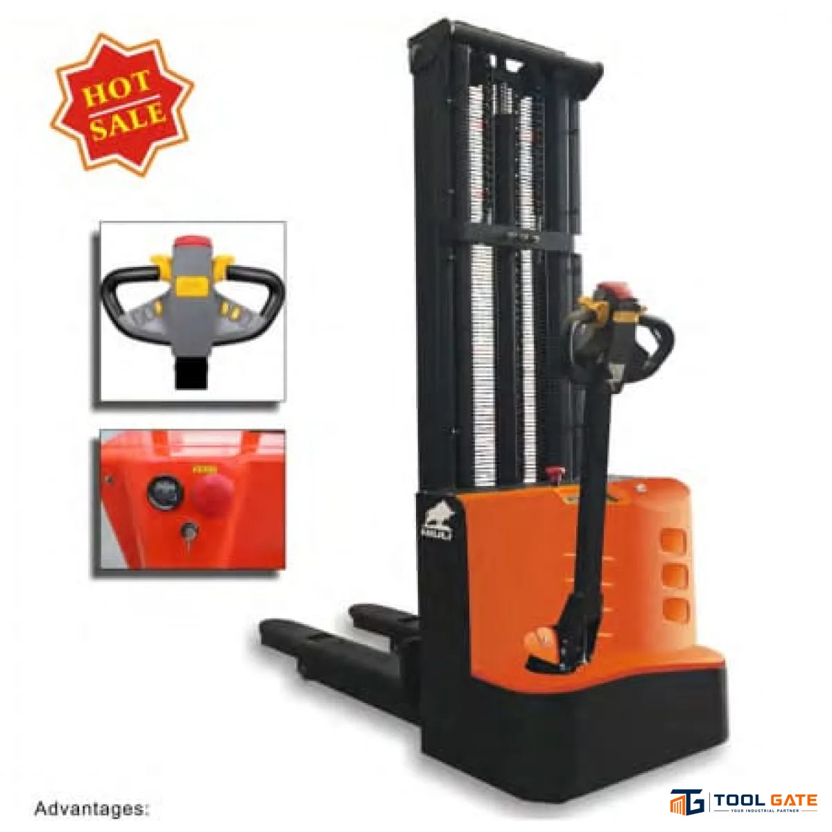 ستاكر كهرباء حمولة 1.5 طن ارتفاع 3.5 متر بستم المانى CLARK TEC CTQB