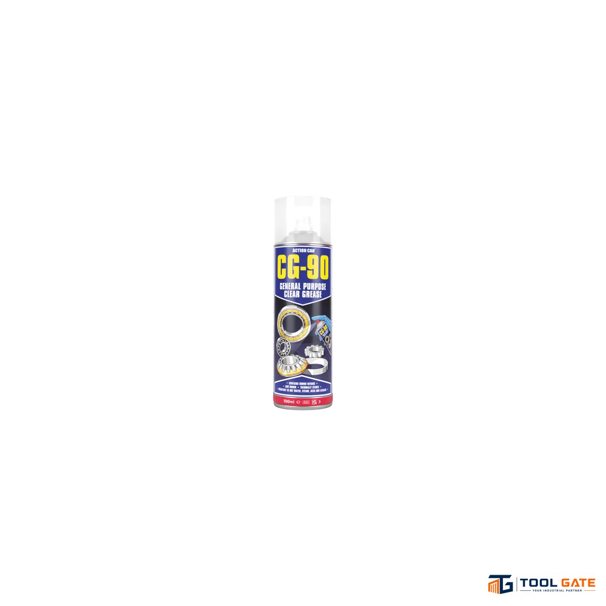بخاخ شحم شفاف متعدد الاستخدامات بالتفلون للتزييت والحماية ومقاومة الحرارة ACTION CAN CG-90
