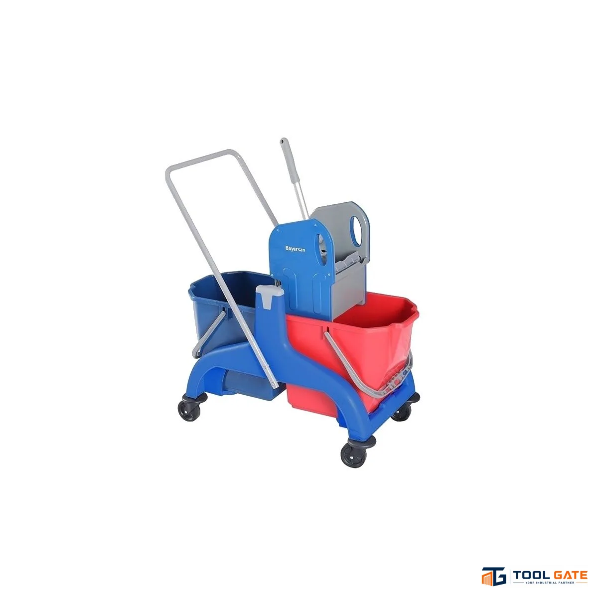 ترولي نظافة بايرسان تركي أزرق 2 جردل 25 لتر وعصارة Blue Double Bucket Mop Wringer Trolley