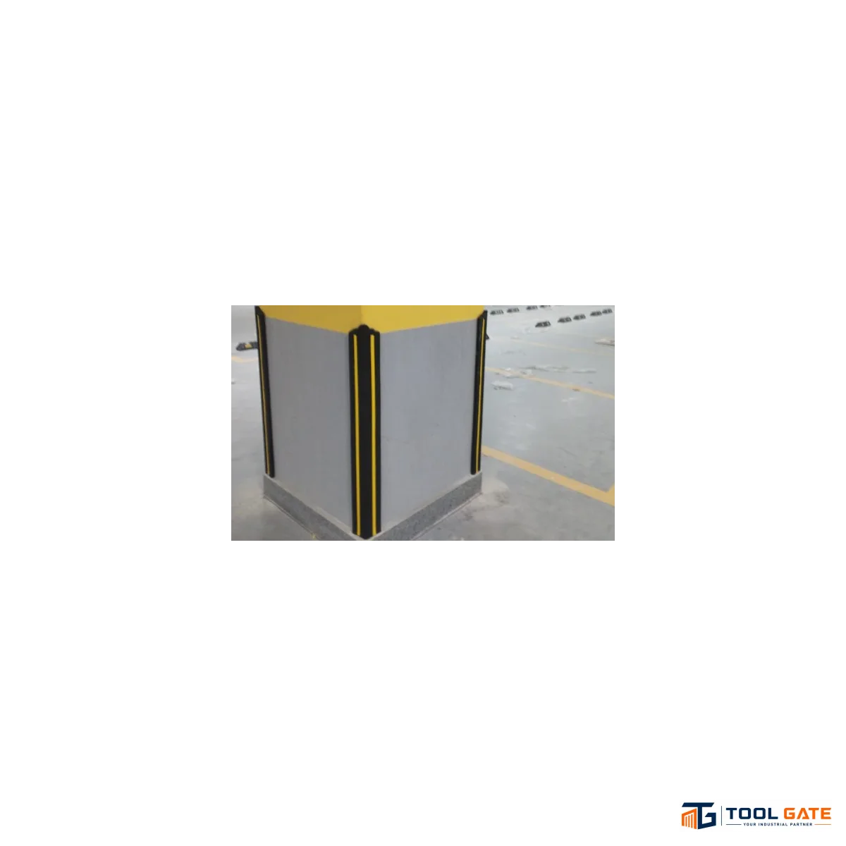 كاوتشوك EPDM لحماية زوايا الأعمدة بعاكس أصفر ومقوى بالصاج المجلفن 1.20 متر  عرض 10*10 سم سمك 1 سم