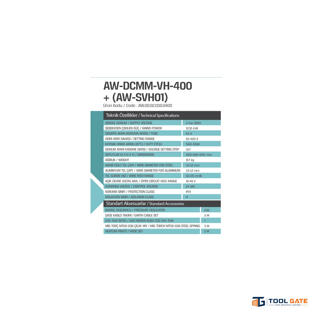 ماكينة لحام نص اوتوماتيك  MIG/MAG تبريد هوا 400 أمبير اتيكر تركي واير فيدر خارجي ‏ATIKER WELD AW-DCMM-VH-400 + AW-SVH01