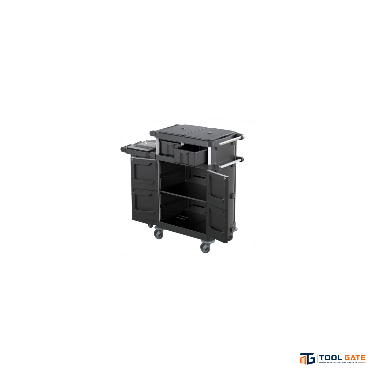 ترولي للهاوس كيبينج صناعة ايطالية TWT OPERA 8.5 R MIDI Housekeeping Trolley – 120L Waste Bag, Storage Drawers & Shelves