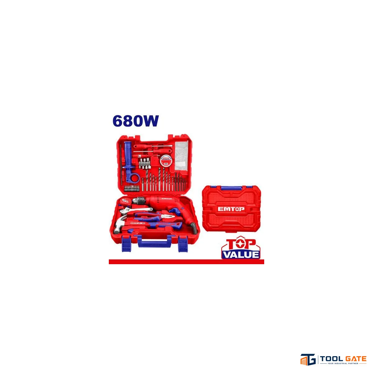 EMTOP EEDK12201 طقم عدة 122 قطعة مع مثقاب دقاق 680 وات