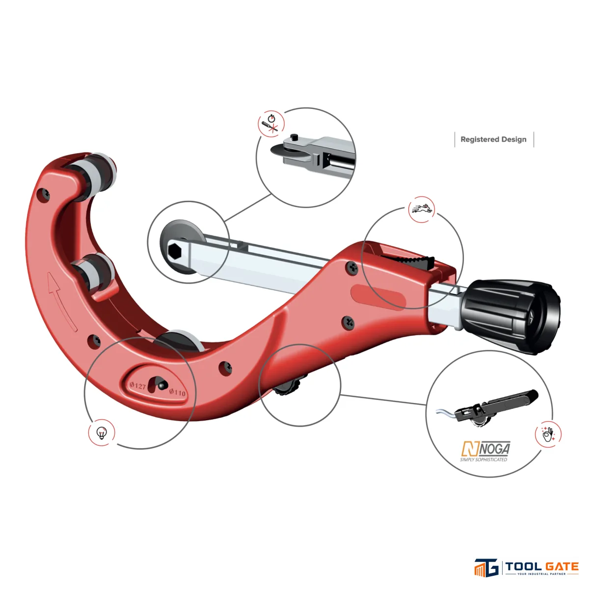 سكينة مواسير سريعة نحاس وبلاستيك 100–170 مم Quick Heavy Duty Pipe Cutter ZENTEN إسباني 7478-1