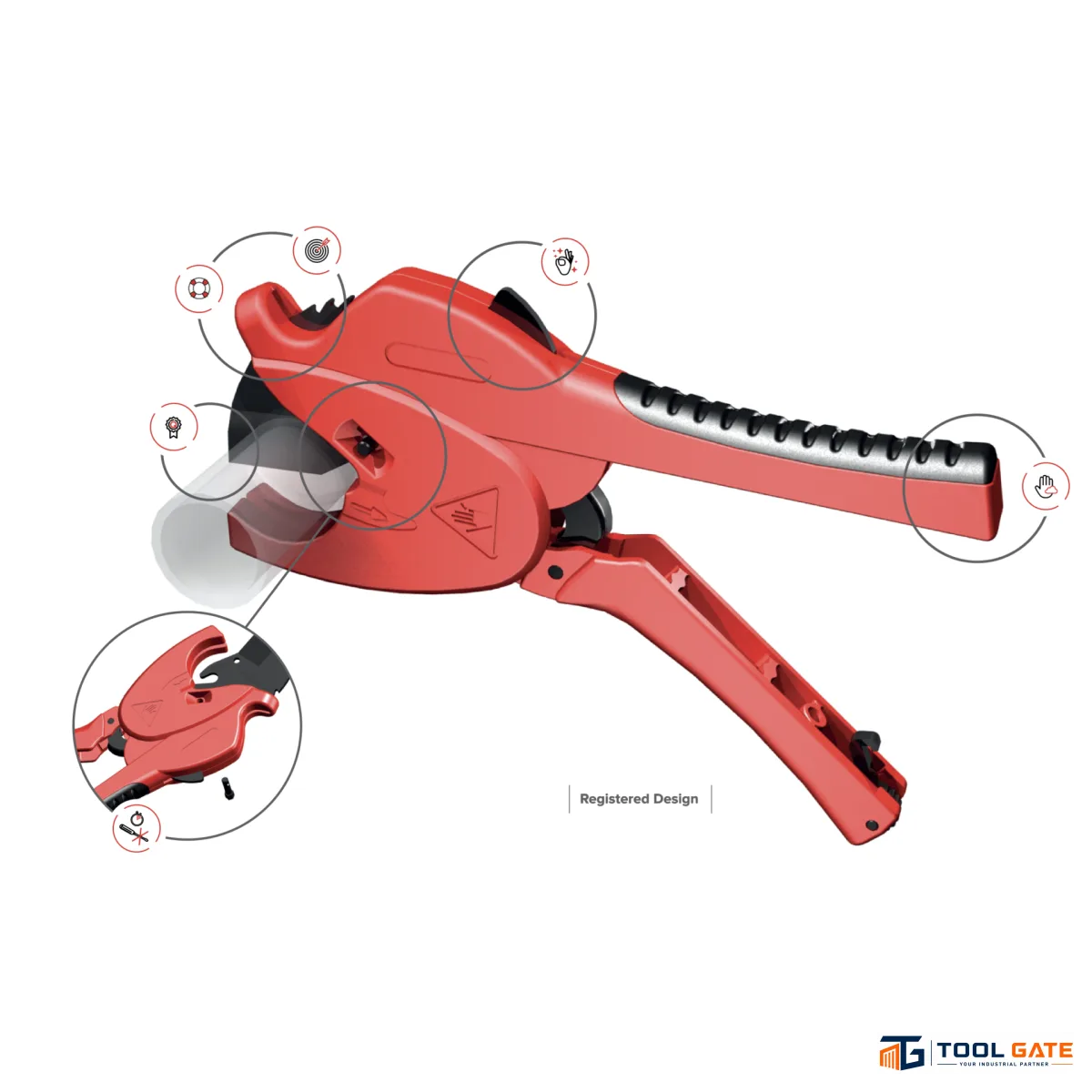 مقص مواسير بلاستيك معدني 63 مم خدمة شاقة Heavy Duty Metal PVC Pipe Cutter ZENTEN إسباني 5063-1