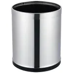 BOSS 6 Liter Open Top باسكت قمامة دائري ستانلس ستيل بفتحة علوية – 6 لتر