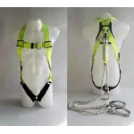 حزام أمان كامل للجسم أخضر SHINE LTZ-B2401 بمقدمة تثبيت ظهرية D-Ring وشريط Polyester 45 مم Full Body Harness