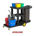 ترولي نظافة أسود بـ4 جردل وعصارة وحامل أدوات BAIYUN AF08190E Black 4-Bucket Multi-Purpose Cleaning Trolley