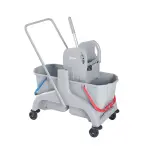 ترولي نظافة احترافي تركي BAYERSAN لون رمادي 2 جردل وعصارة Gray Double Bucket Mop Wringer Trolley